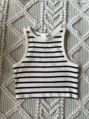 H&M striped crop tank top S